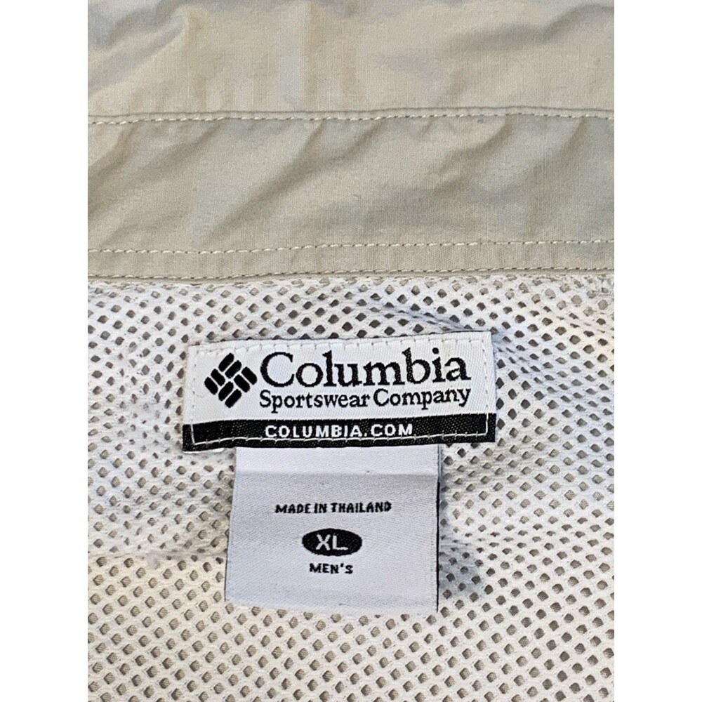 Columbia Performance Fishing Gear Light Tan Vented Long Sleeve 100% Cotton XL
